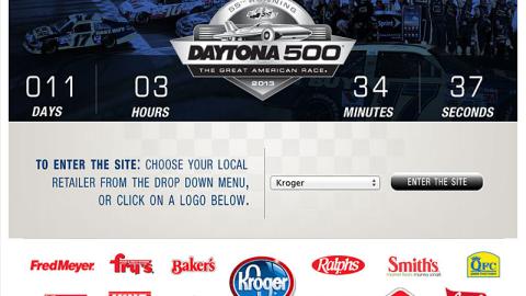 Kroger Daytona 500 Landing Page