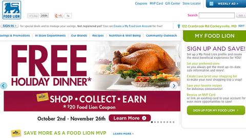 Food Lion 'Free Holiday Dinner' Carousel Ad
