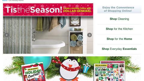 Dollar General 'Holiday Home' Page