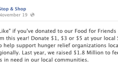 Stop & Shop 'Food for Friends' Facebook Update