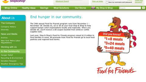 Stop & Shop 'Food for Friends' Promotional Page