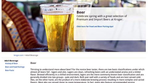 Kroger 'Summer of Beer' Homepage