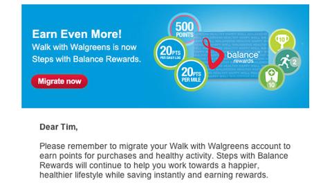 Walgreens 'Steps with Balance Rewards' Email