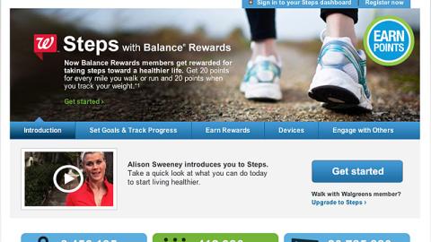 Walgreens 'Steps with Balance Rewards' Landing Page