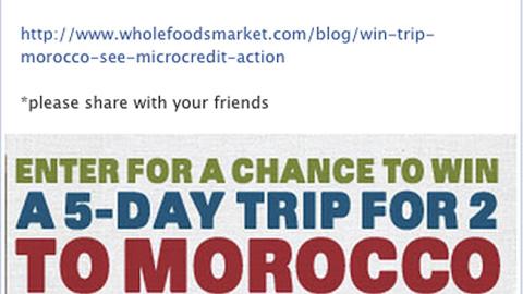 Whole Foods 'Travel to Morocco' Facebook Update