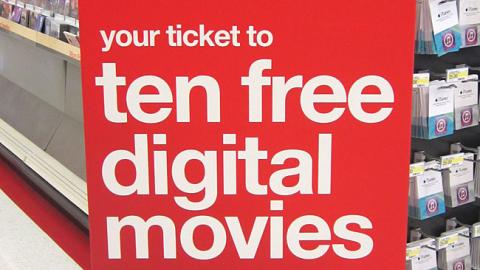 Target Ticket 'Ten Free Digital Movies' Standee