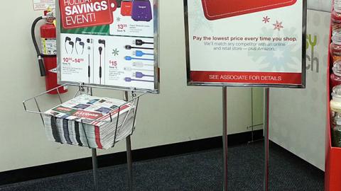 Staples Holiday Stanchion Signs