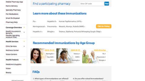 Walmart Pharmacy 'Get Your Shot' Webpage