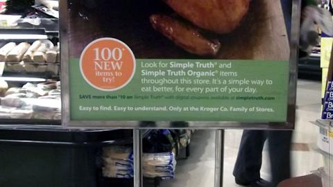 Kroger Simple Truth '100 New Items' Stanchion Sign