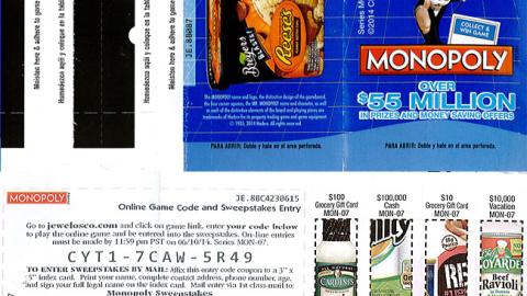 Jewel-Osco 'Monopoly' Game Ticket