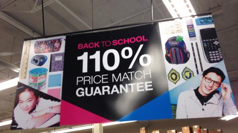 Staples '110% Price Match Guarantee' Ceiling Sign
