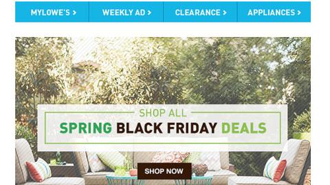 Lowe's 'Spring Black Friday' Email Ad