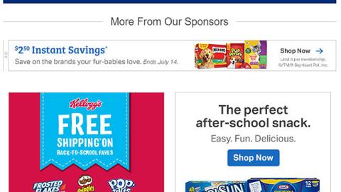 Kellogg's 'Free Shipping' Sam's Club Email Ad