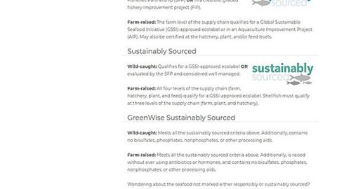 Publix 'Seafood Sustainability' Web Page