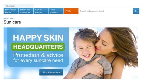 Walgreens 'Sun Care' Landing Page